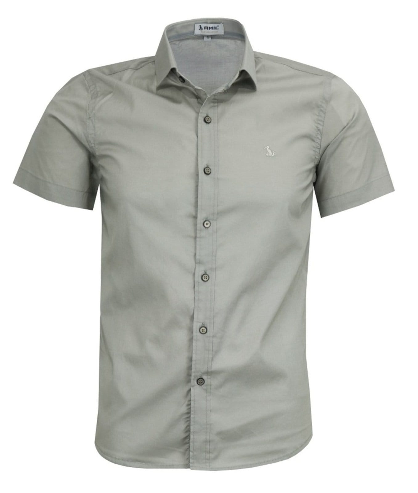 Camisa Social Amil Slim Works Algodão Com Elastano Manga Curta Luxo