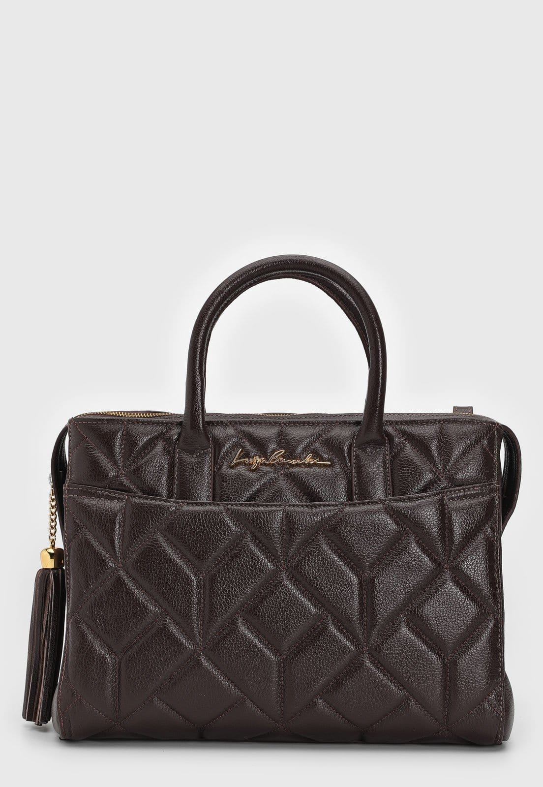 Vista principal Bolsa Tiracolo Luiza Barcelos Alça Dupla Café Luiza Barcelos marrom