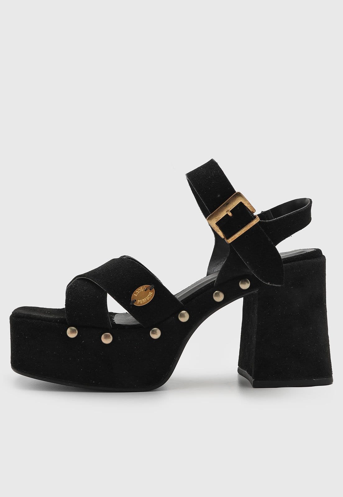 Sandália Feminina Lança Perfume Salto Bloco Preta