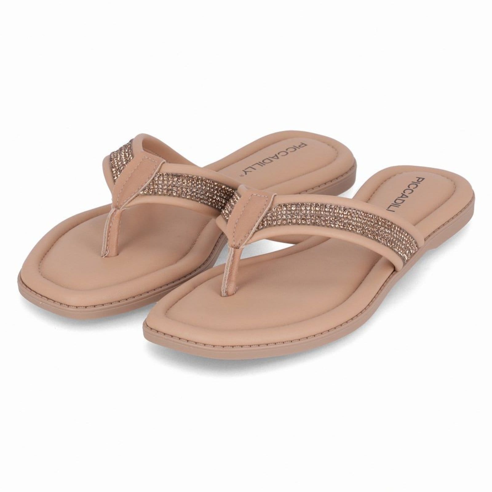 Vista 2 Rasteirinha Gabi Nude Claro Piccadilly bege nude