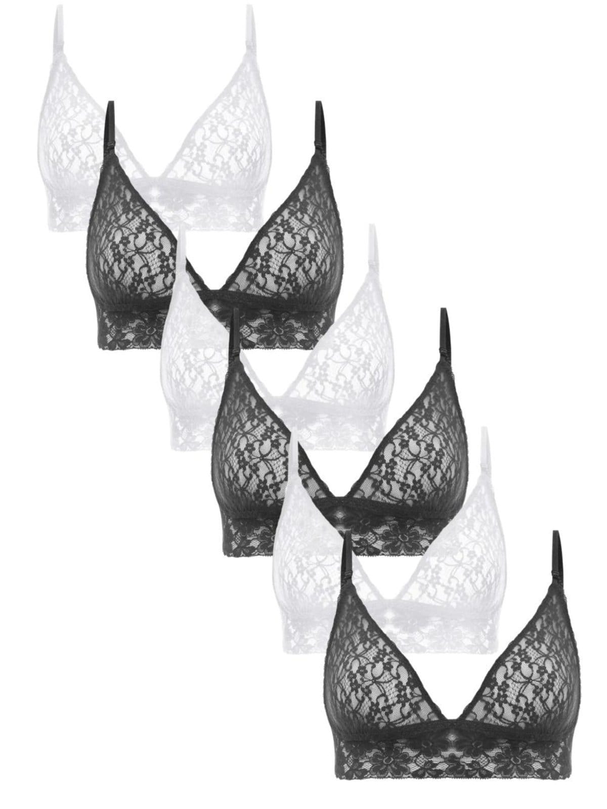 Vista principal Kit 6 Sutiãs Triângulo Renda Sweet Lace Preto/Branco Loungerie incolor