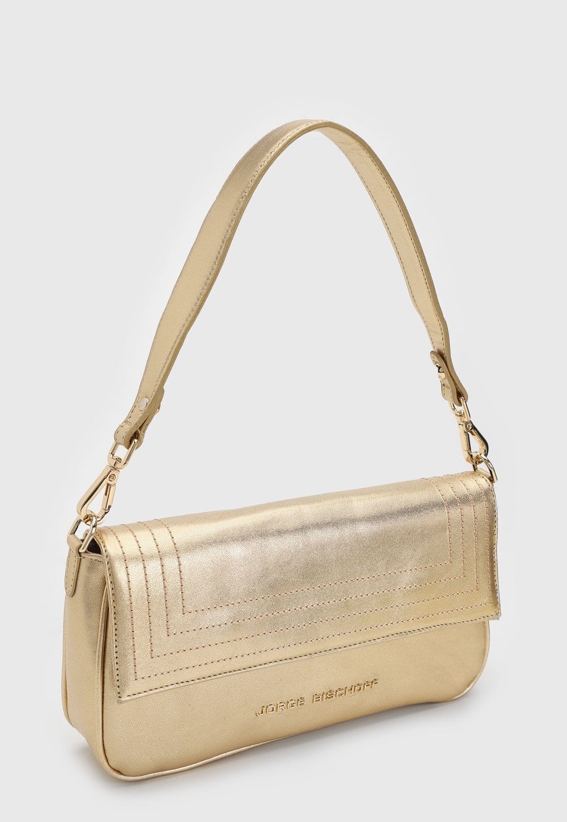 Vista 2 Bolsa Tiracolo Jorge Bischoff Metalizado Dourada Jorge Bischoff dourado