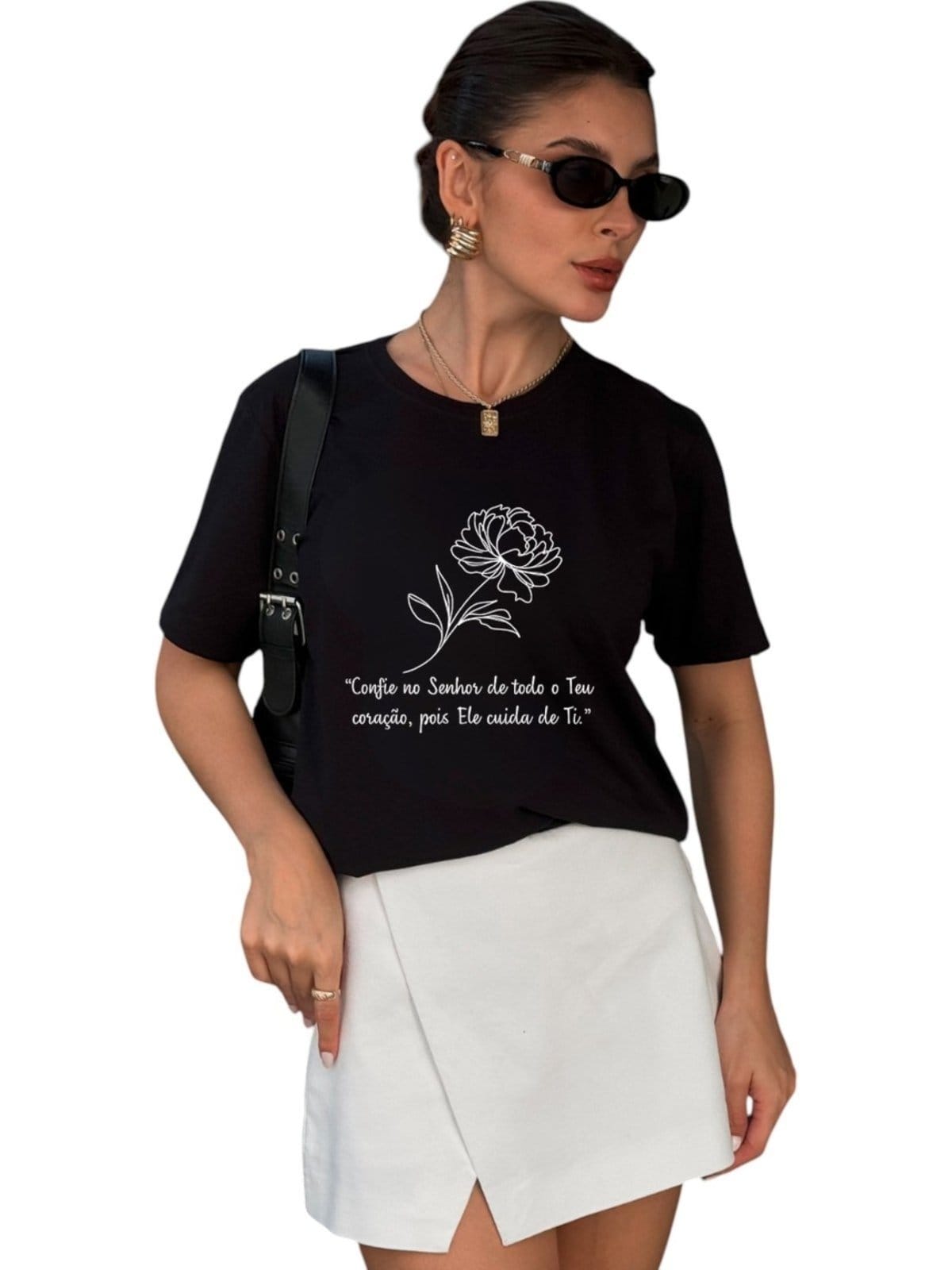 Vista 2 Camiseta Cianitas Preta Estampa Confie No Senhor Cianitas preto