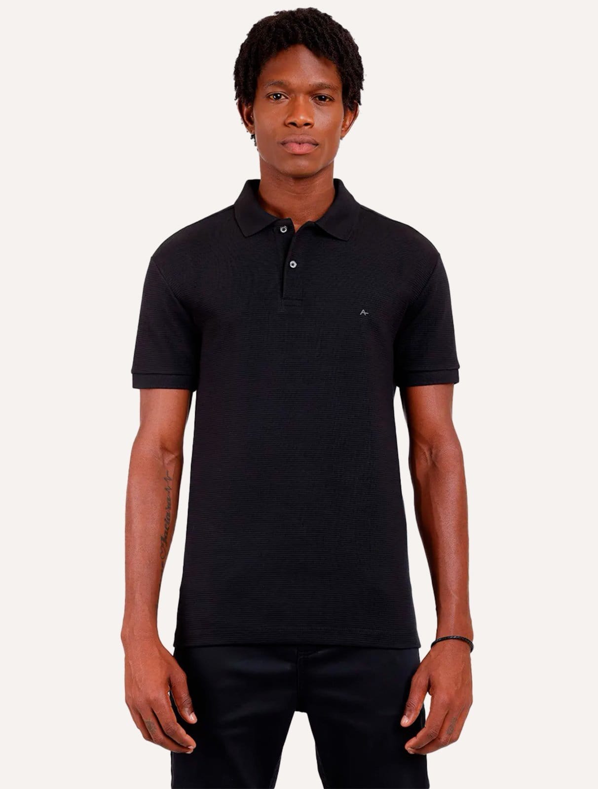 Polo Aramis Masculina Suedine Canelado Preta