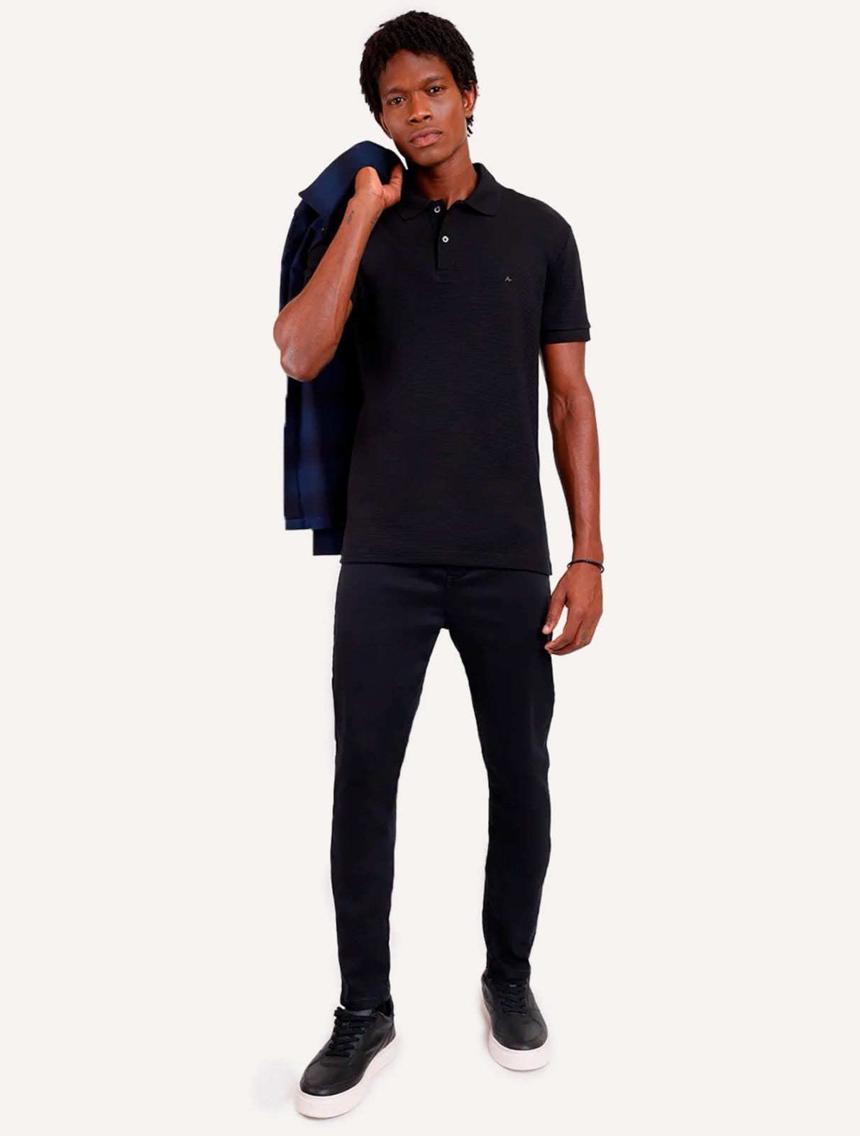 Vista 2 Polo Aramis Masculina Suedine Canelado Preta Aramis preto