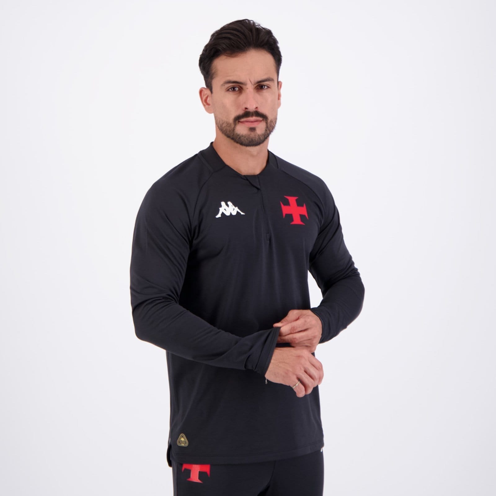 Vista 2 Blusão Kappa Vasco Treino 2025 Comissão Kappa preto