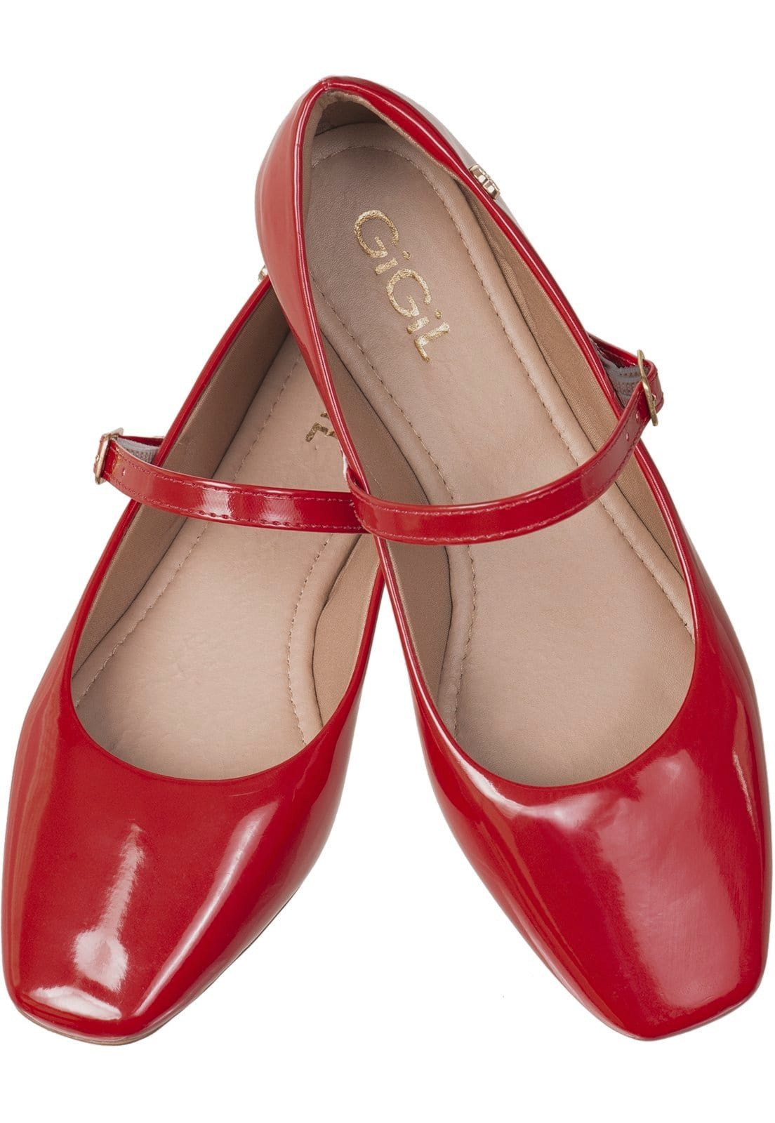 Sapatilha Bico Quadrado GiGiL Boneca Sapatinho Vermelho