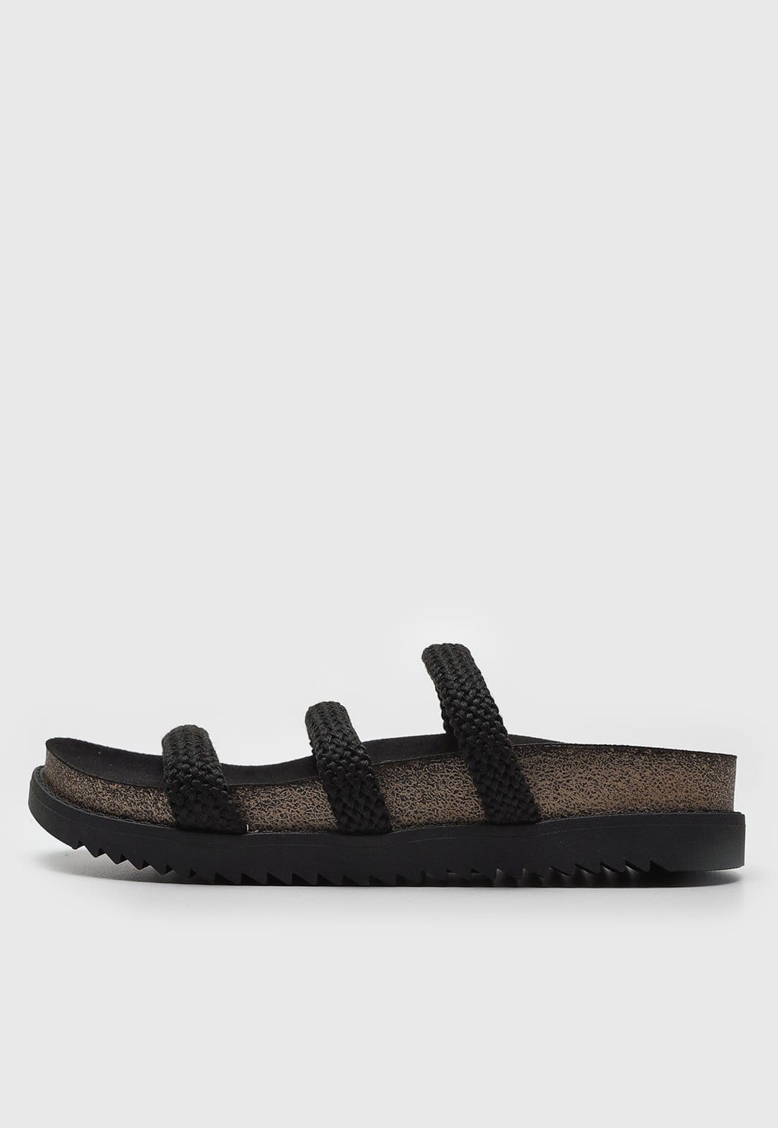 Rasteira Aberta Moleca Tiras Trançadas Preta