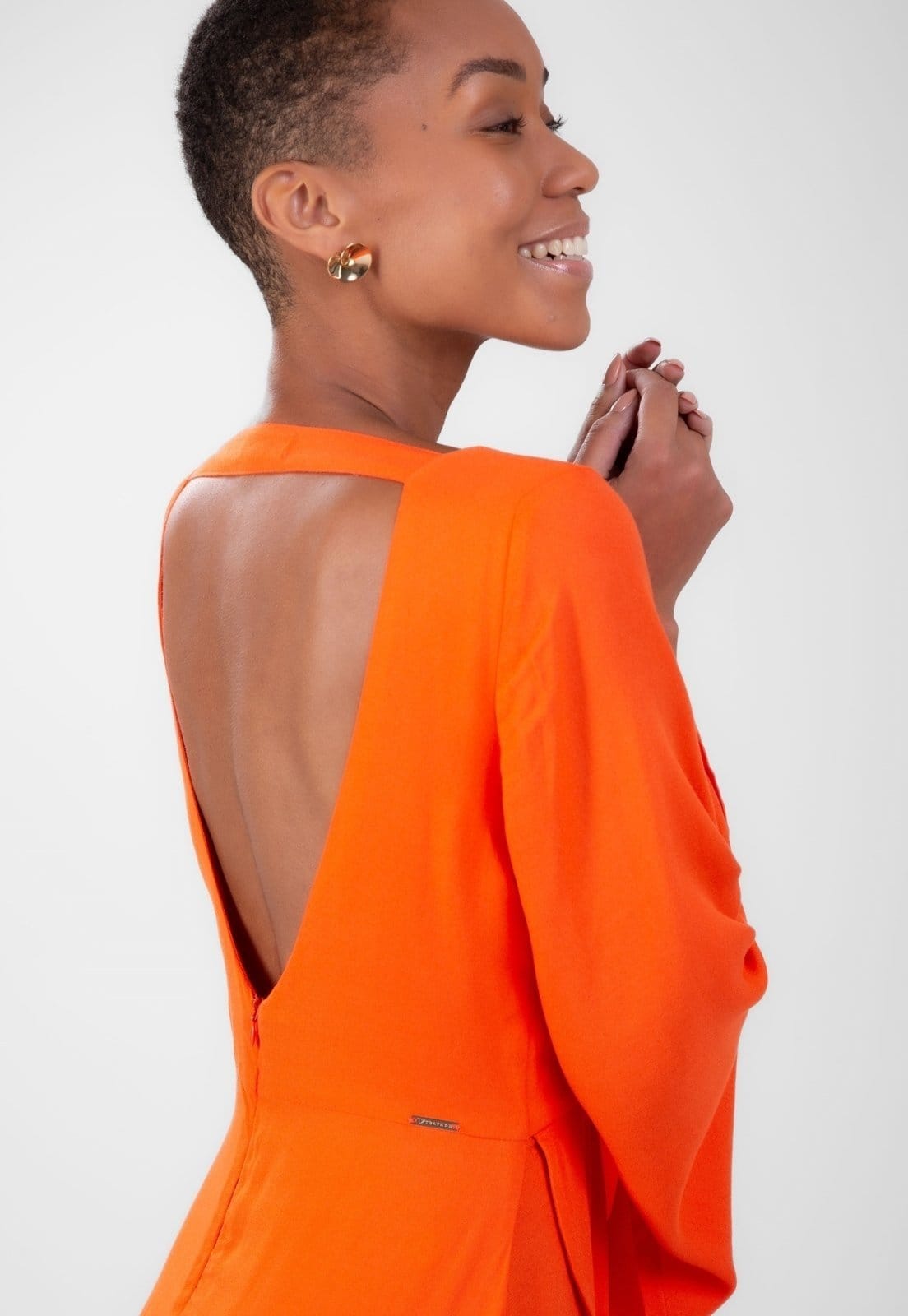 Vista 2 Vestido Viscose Traymon Com Transpasse Traymon laranja