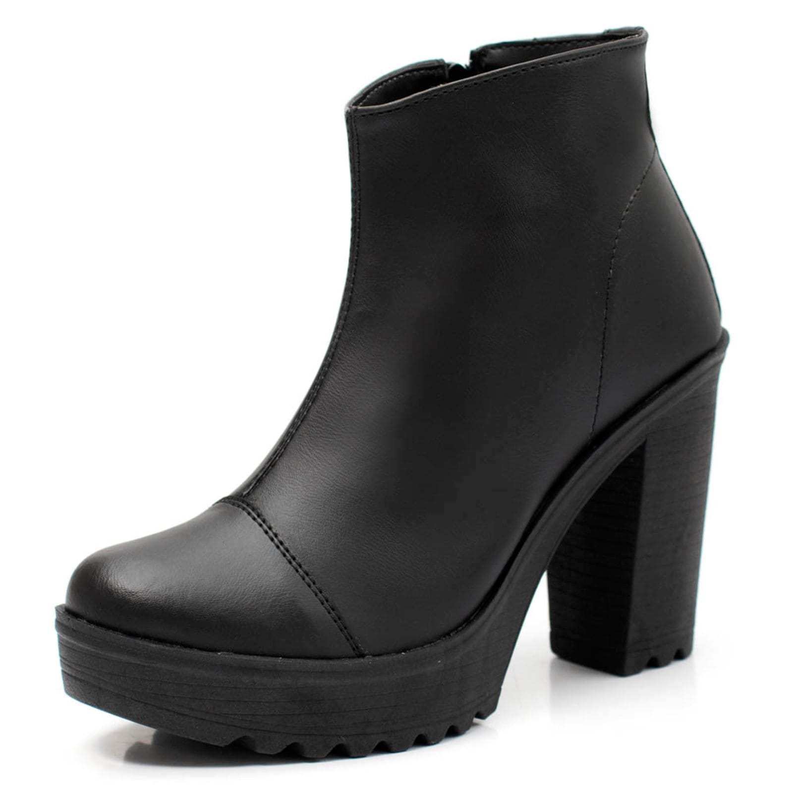 Vista 2 Bota Feminina Lavini Coturno Salto Alto 9cm Tratorado Preta Lavini Shoes preto