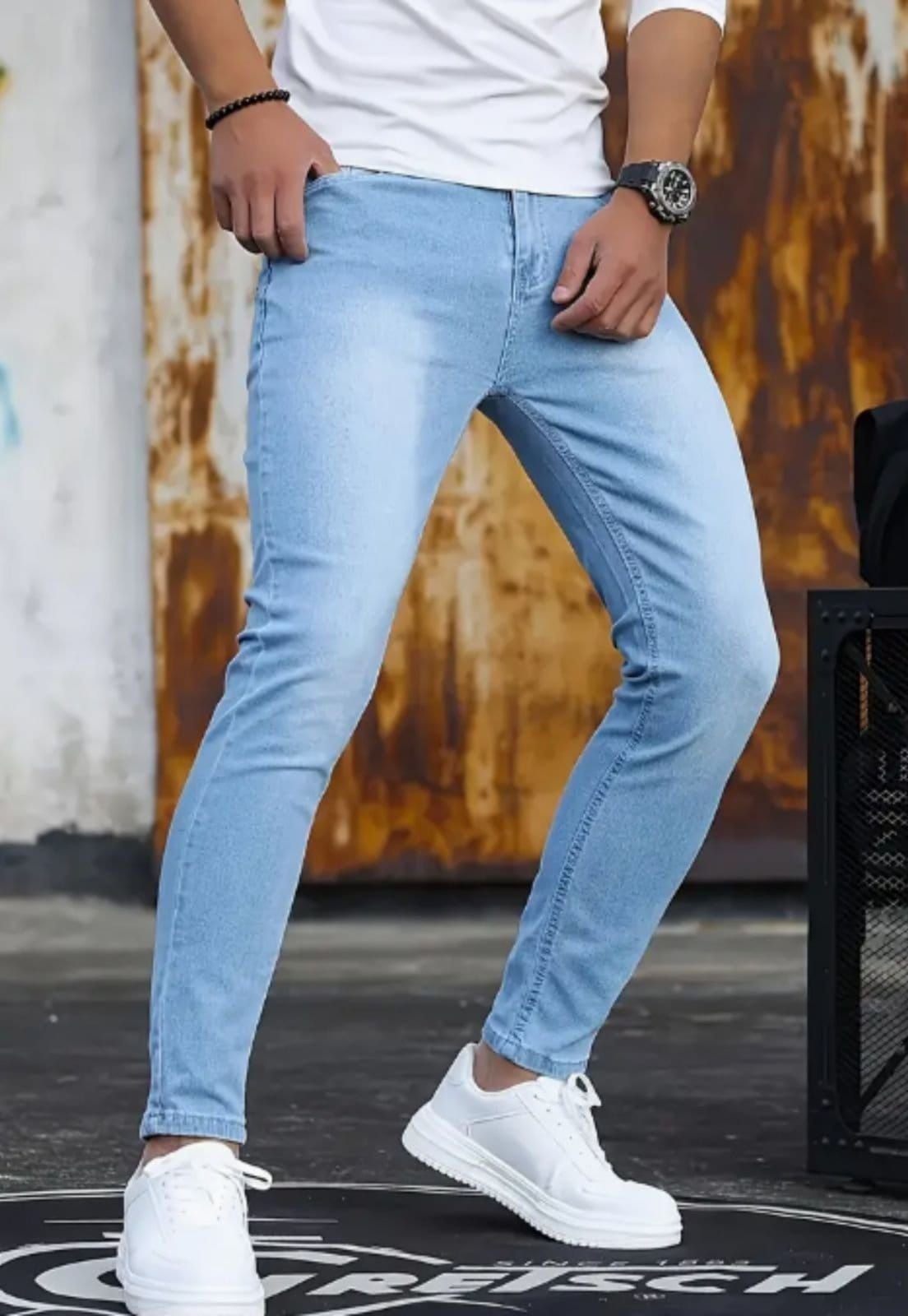 Vista 2 Calça Masculina Jeans Linha Premium Delave Claro ED E A E JEANS azul