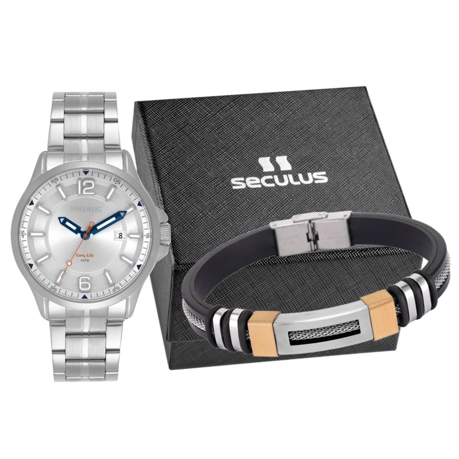 Kit Relógio Masculino Analógico com Pulseira