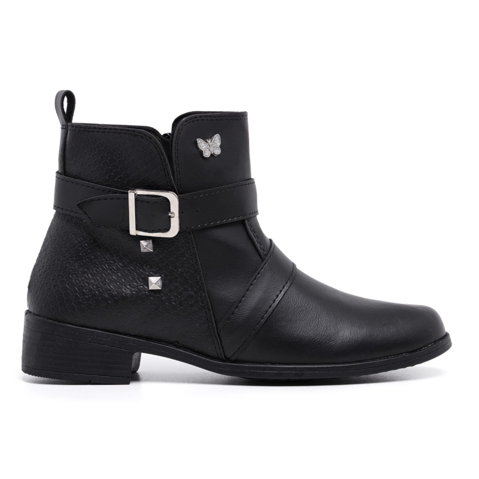 Coturno Feminino Bota Cano Curto Macia Leve Schiareli 11400 Preto Fosco