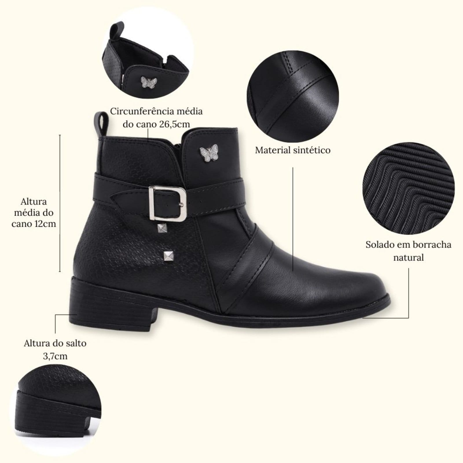 Vista 2 Coturno Feminino Bota Cano Curto Macia Leve Schiareli 11400 Preto Fosco Schiareli marrom