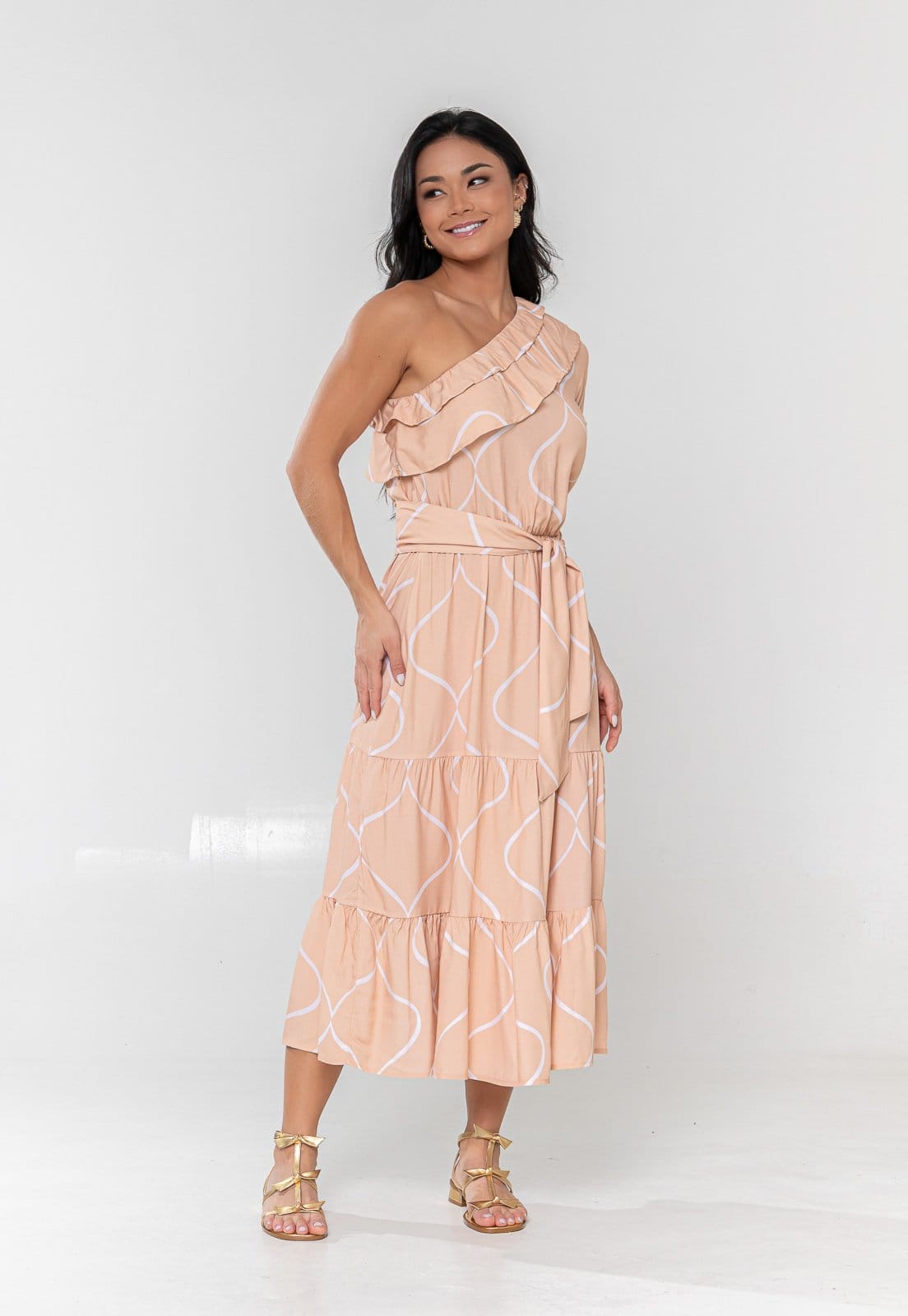 Vestido Aura Bela Ombro Viscose Ondas