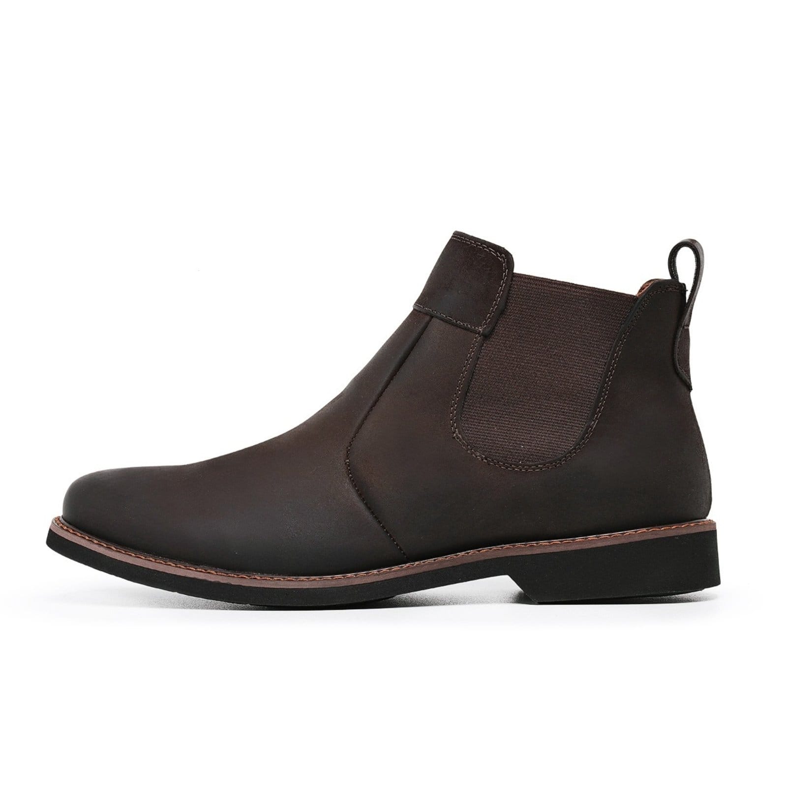 Vista 2 Bota Botina Chelsea Masculina de couro sola de Borracha Costurada Re.: 101Nobuck Café Mister Couros marrom