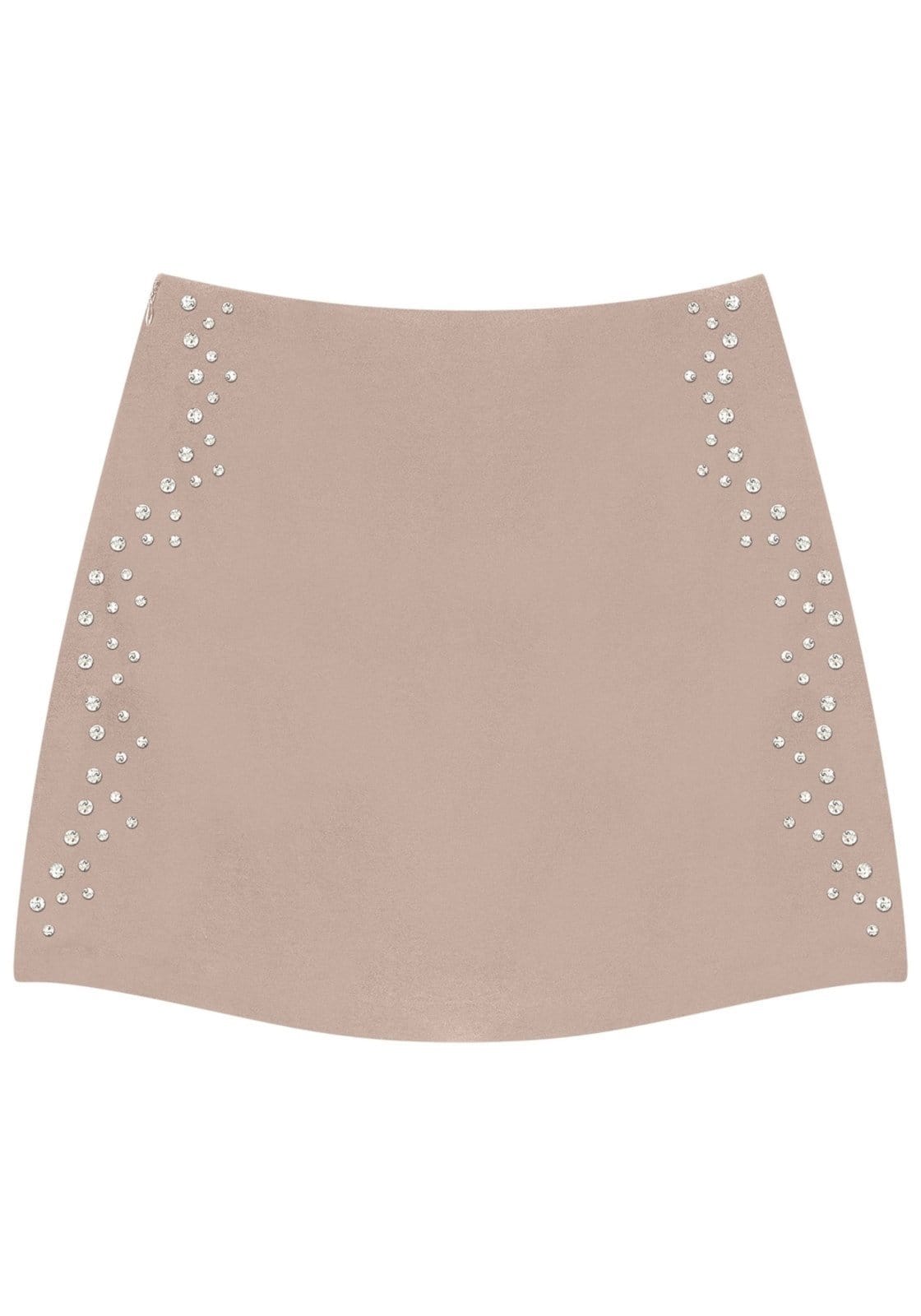 Vista 2 Saia Curta Cintura édia com Strass Lez a Lez bege