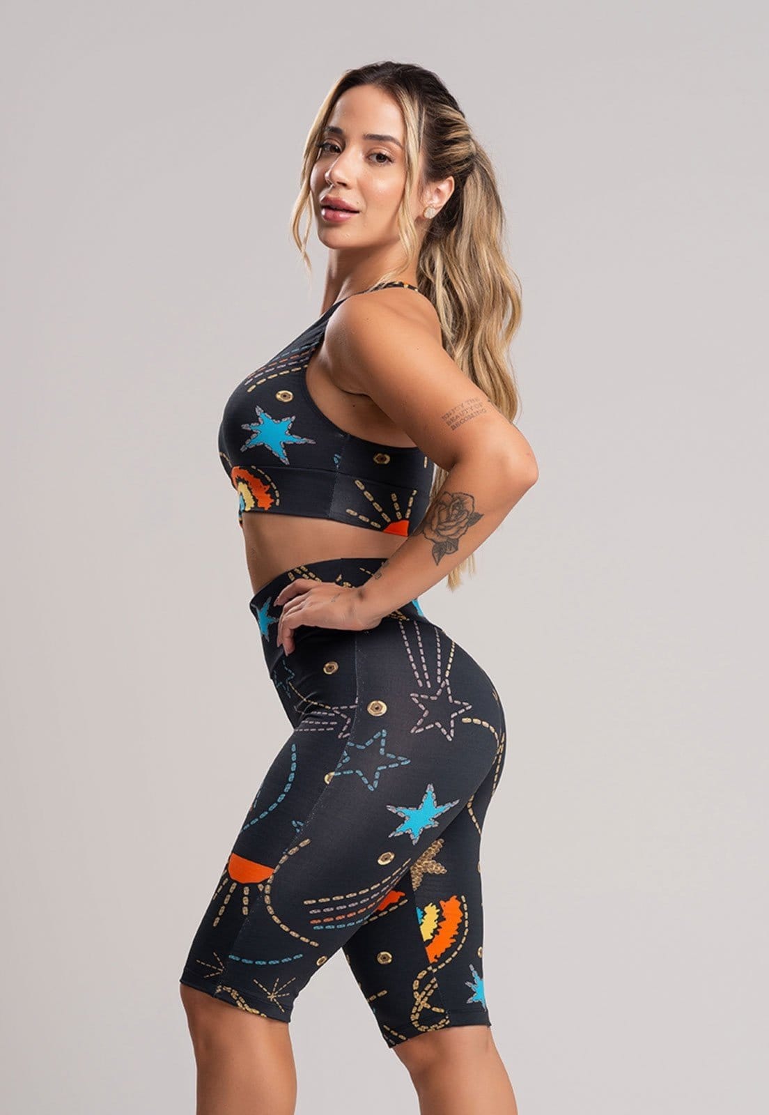 Bermuda MVB Modas Ciclista Fitness Suplex Estampada Cosmic