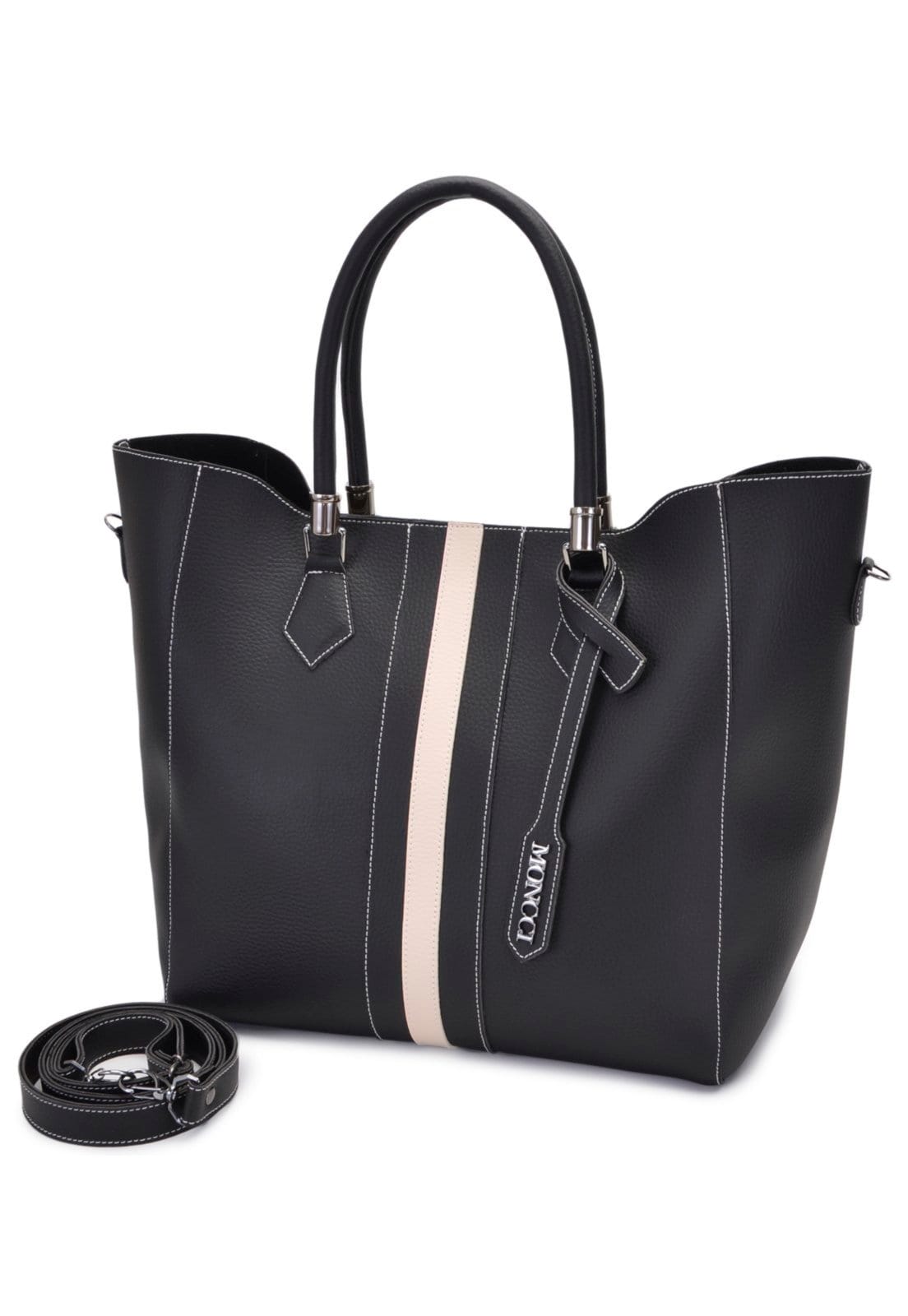 Vista principal Bolsa Sacola Transversal Grande Moncci e MONCCI branco/multicolorido/preto