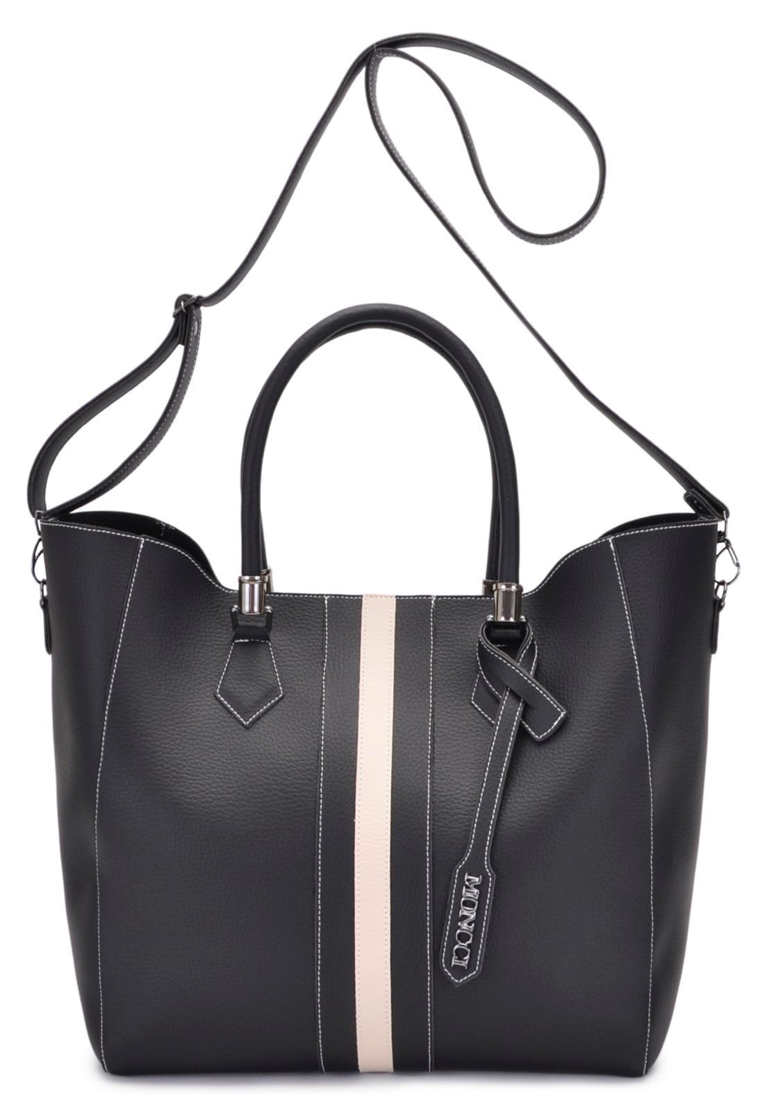 Vista 2 Bolsa Sacola Transversal Grande Moncci e MONCCI branco/multicolorido/preto