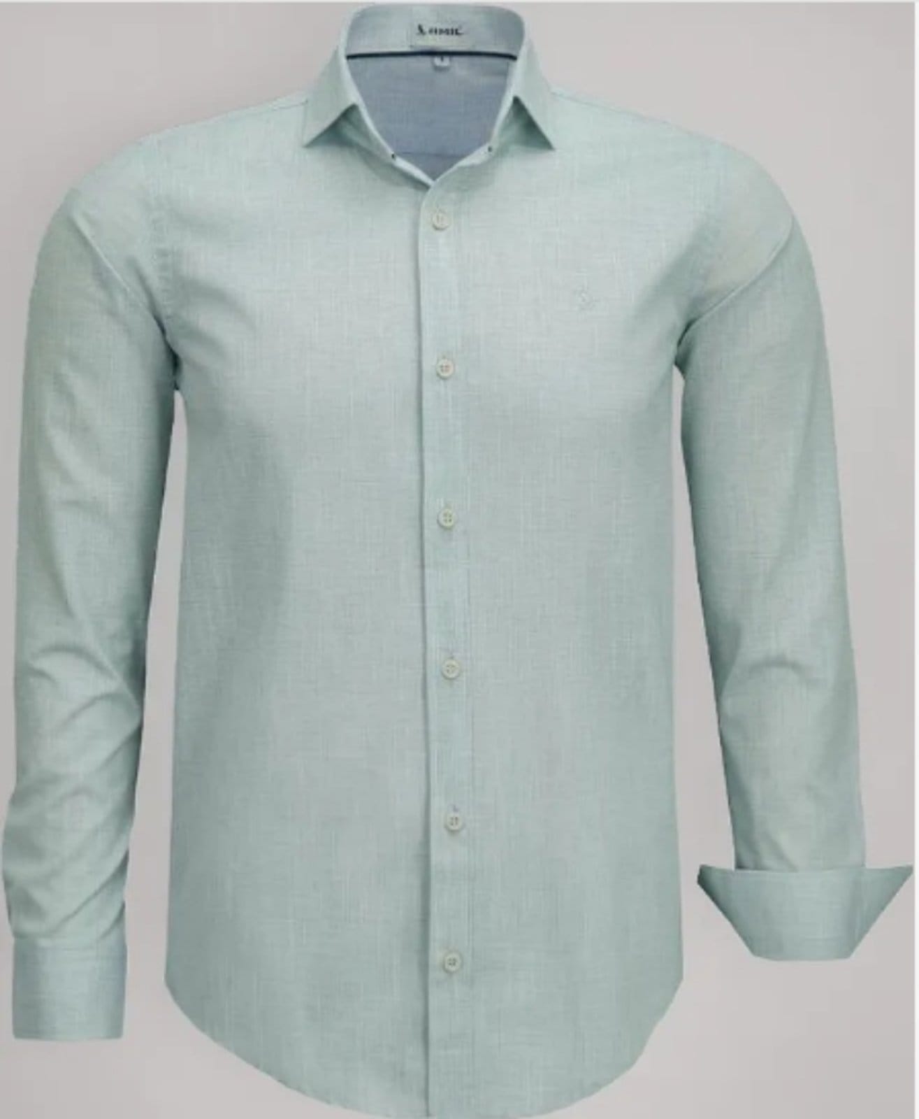 Camisa Social Amil Slim Dinasty Mesclado Algodão Macia Manga Longa Luxo Cinza Cor02