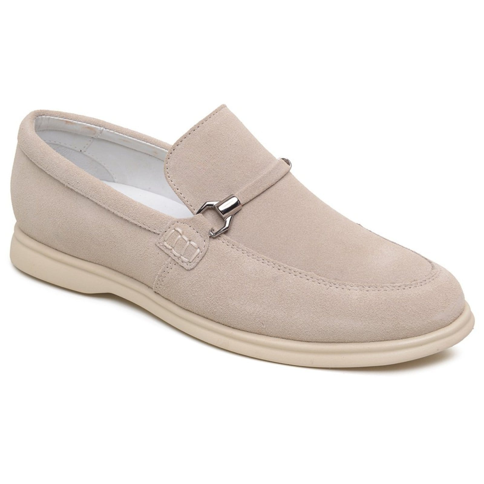 Vista 2 Sapato Masculino Loafer Capri Couro Genuíno Solado Reforçado Linho FRANCA GRIFFE off-white