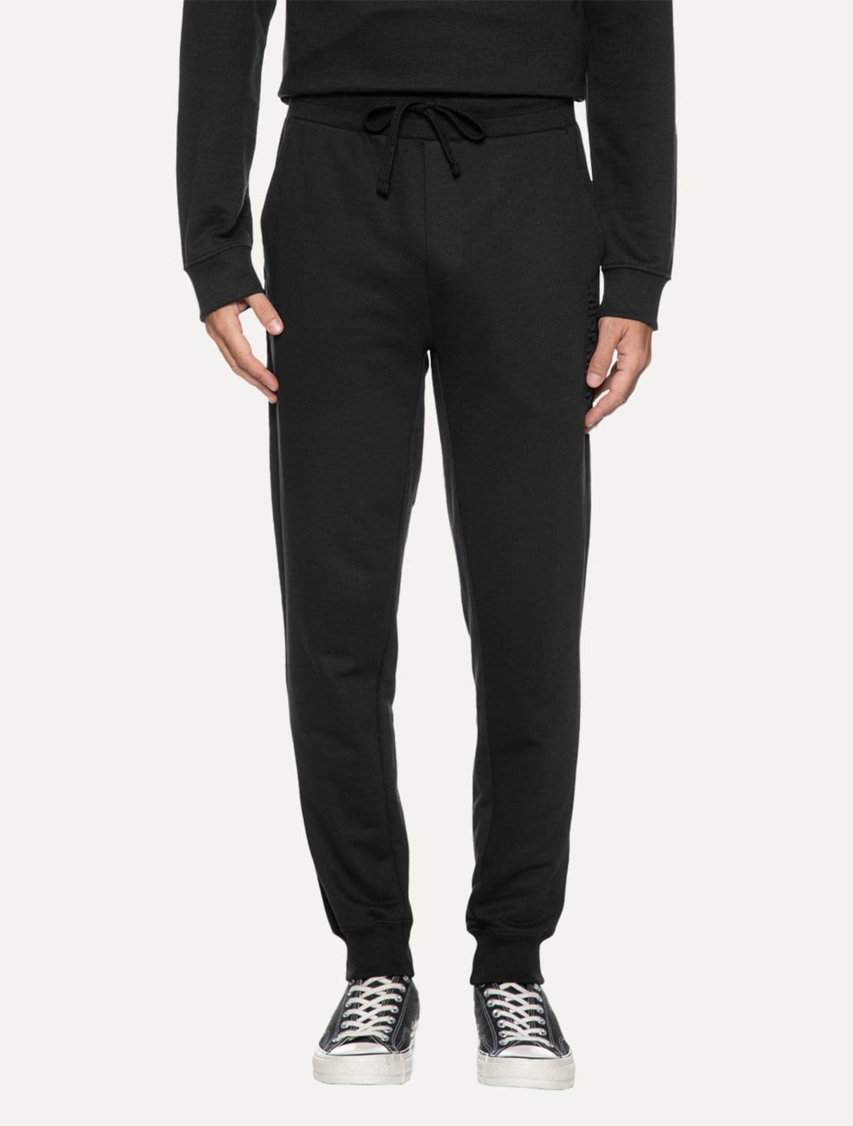 Calça John John Moletom Masculina Embossed Black Preta