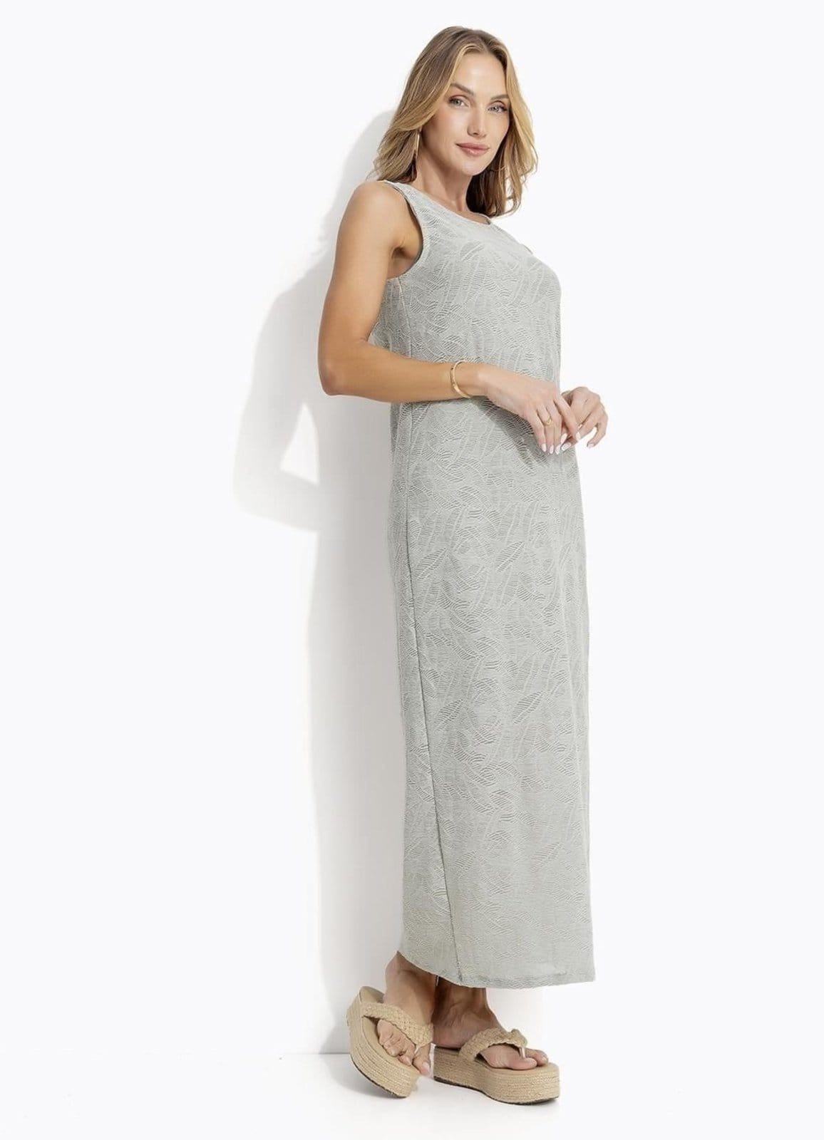 Vestido Em Malha Devorê Claro