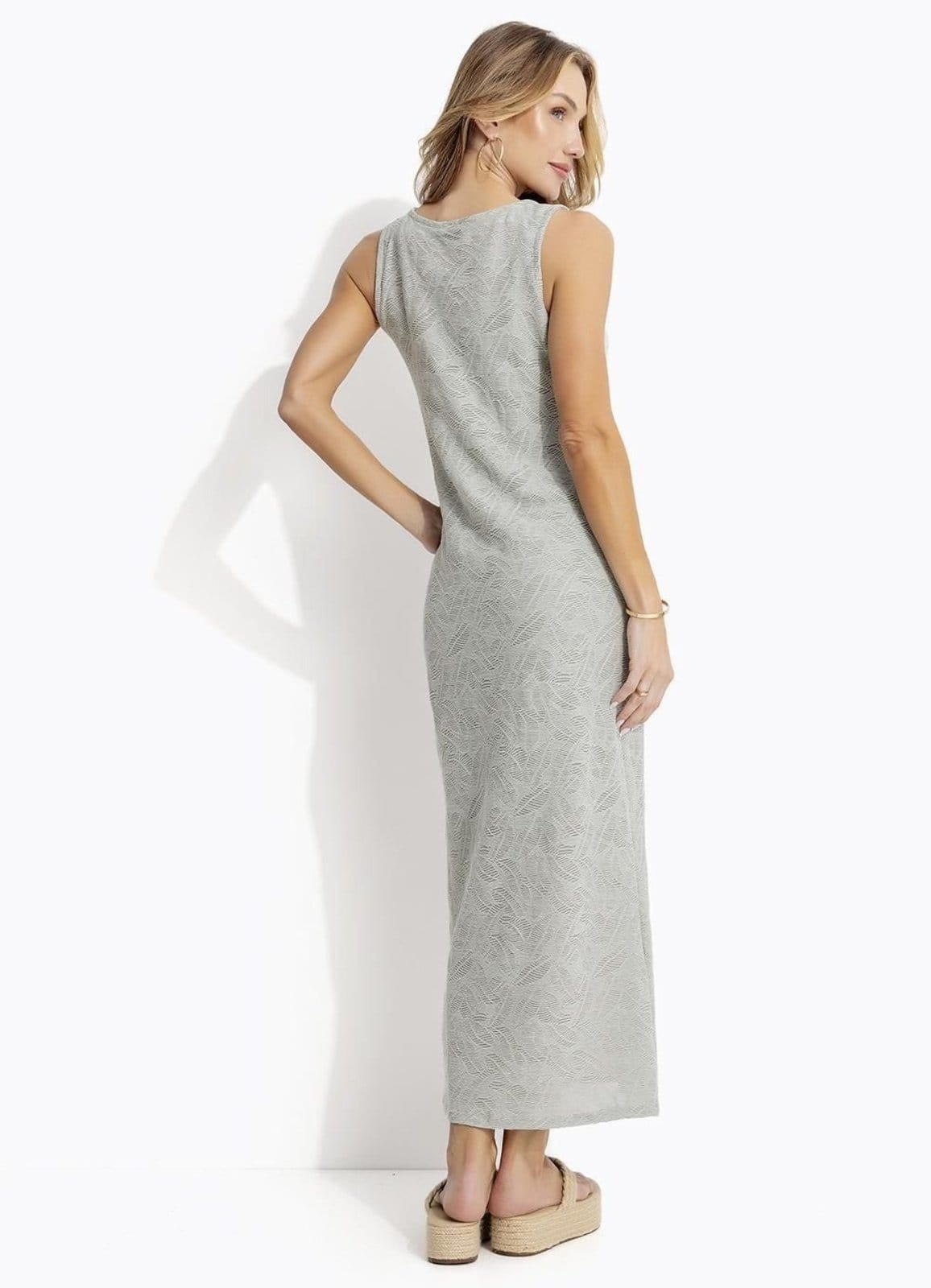 Vista 2 Vestido Em Malha Devorê Claro Quintess verde