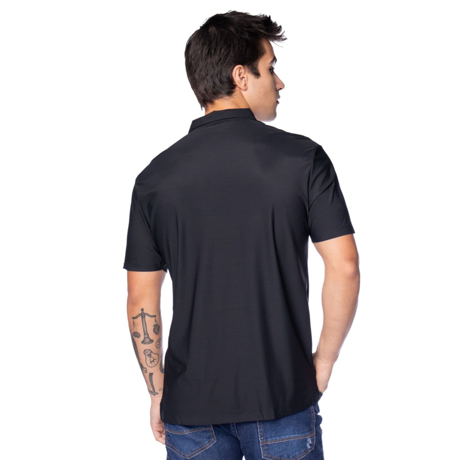 Vista 2 Polo Masculina Sea Surf Tecido Elástico Sea Surf preto