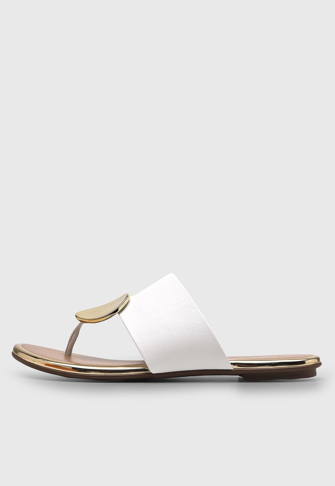 Rasteira Feminina Beira Rio Detalhe Metálico Branca