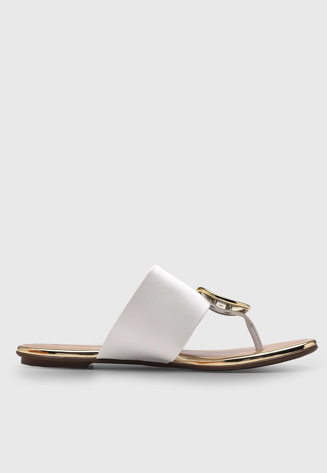 Vista 2 Rasteira Feminina Beira Rio Detalhe Metálico Branca BEIRA RIO branco