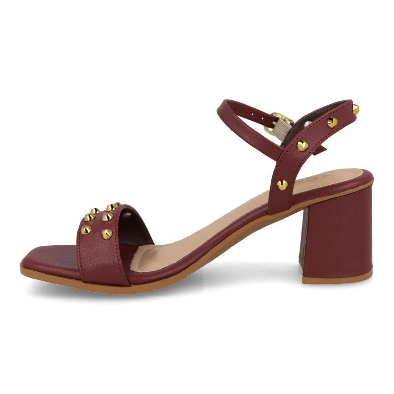 Vista 2 Sandália M Shuz Tachas Feminina M Shuz vinho