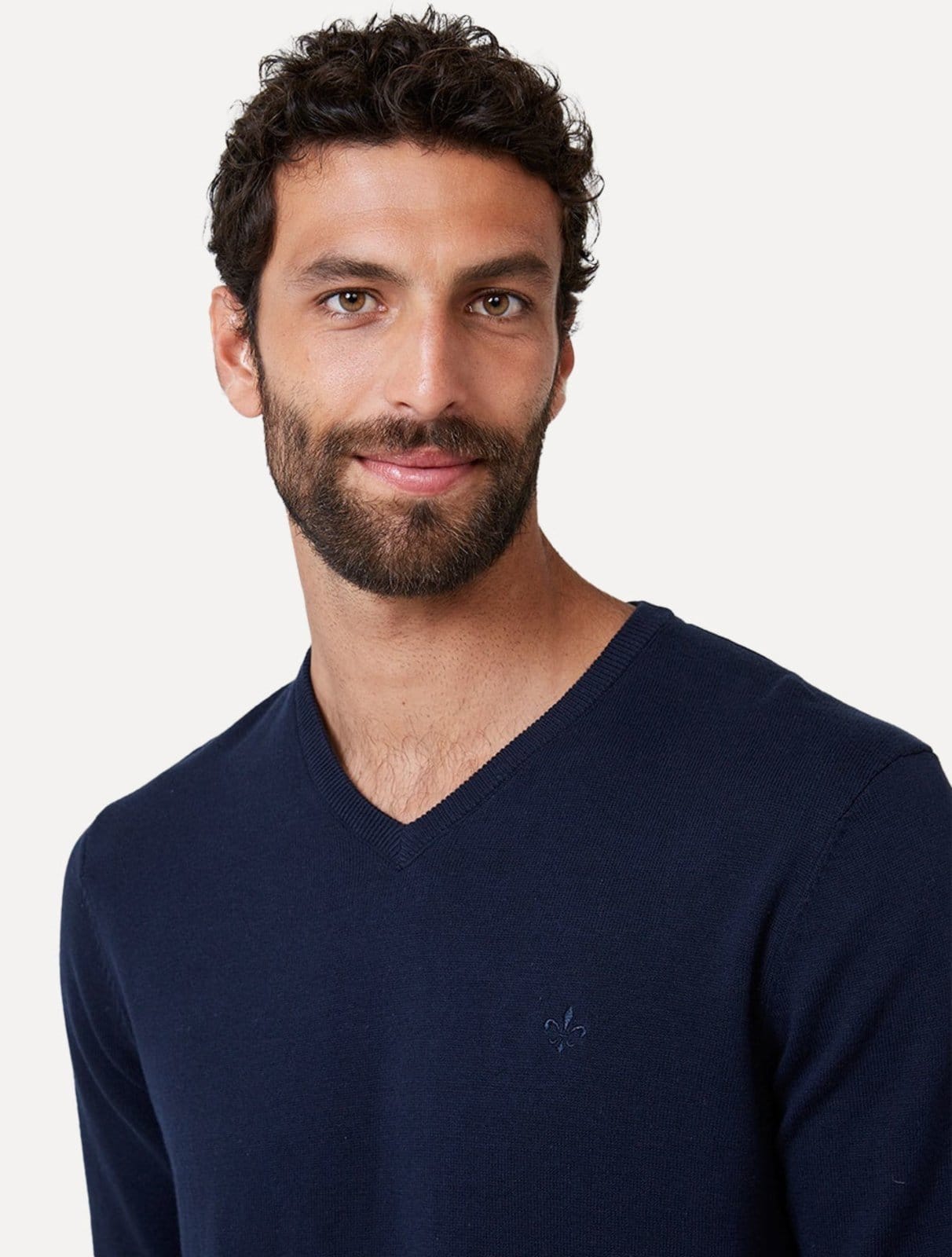 Vista 2 Tricot Dudalina Masculino Decote V Básico Dudalina azul marinho