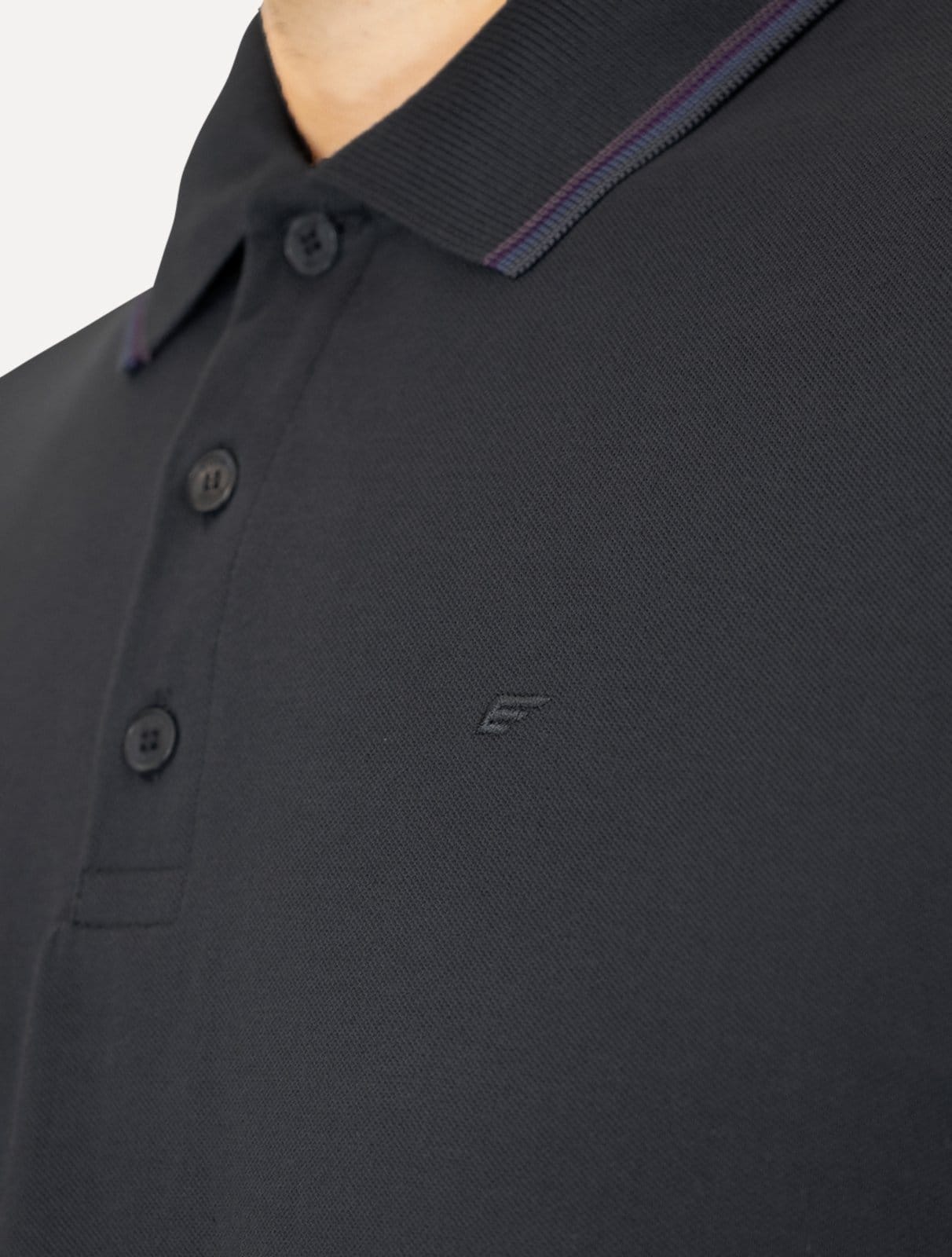 Vista 2 Polo Ellus Masculina Piquet Classic Easa Friso Midnight Blue Azul Marinho Ellus azul marinho blue