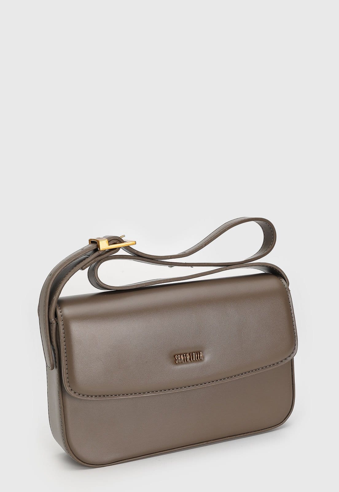 Vista 2 Bolsa Média Santa Lolla Logo Metálico Taupe Santa Lolla marrom