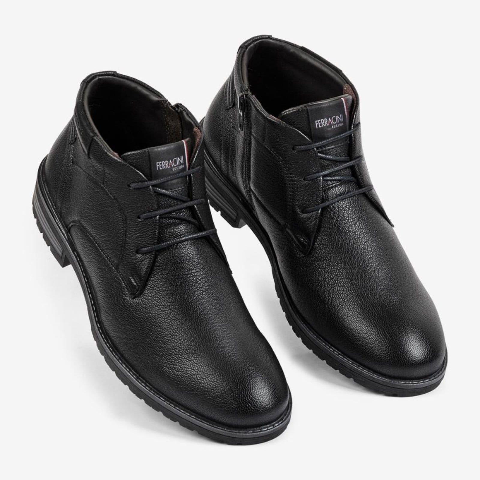 Vista 2 Bota Coturno Masculino Couro Legítimo Ferracini Bagda Confortável Antiderrapante 9620-665A FERRACINI preto