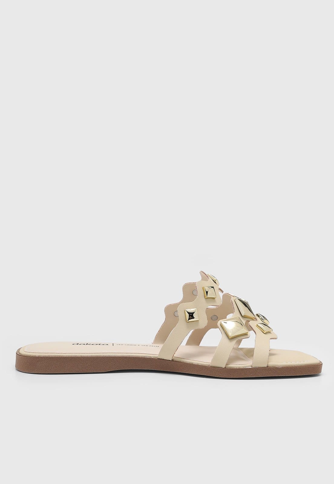 Vista 2 Rasteira Feminina Dakota Tiras Metalizadas Off-White Dakota off-white white