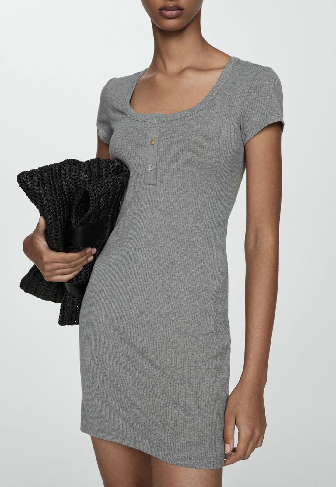 Vista 2 Vestido Mango Curto Ribana Mango cinza