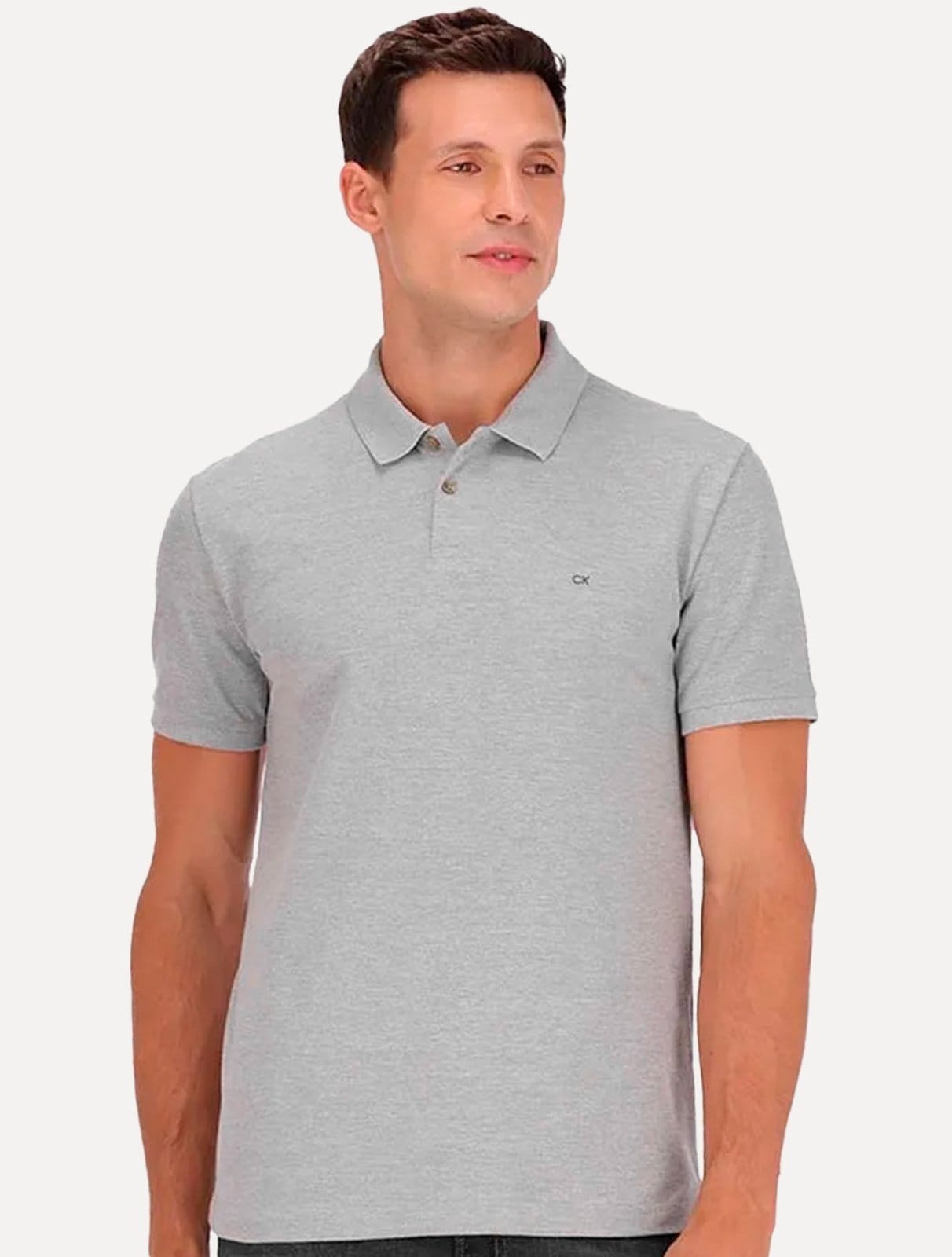 Polo Calvin Klein Masculina Piquet Slim Básica Sem Friso Mescla