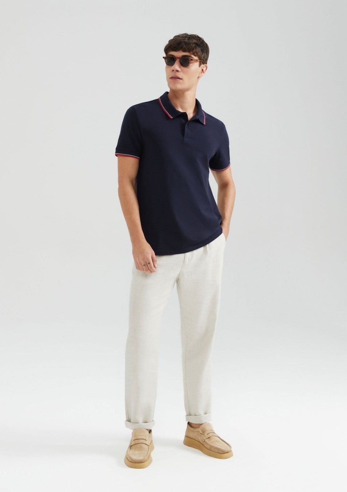 Camisa Básica Masculina Polo Básica Em Algodão - 2