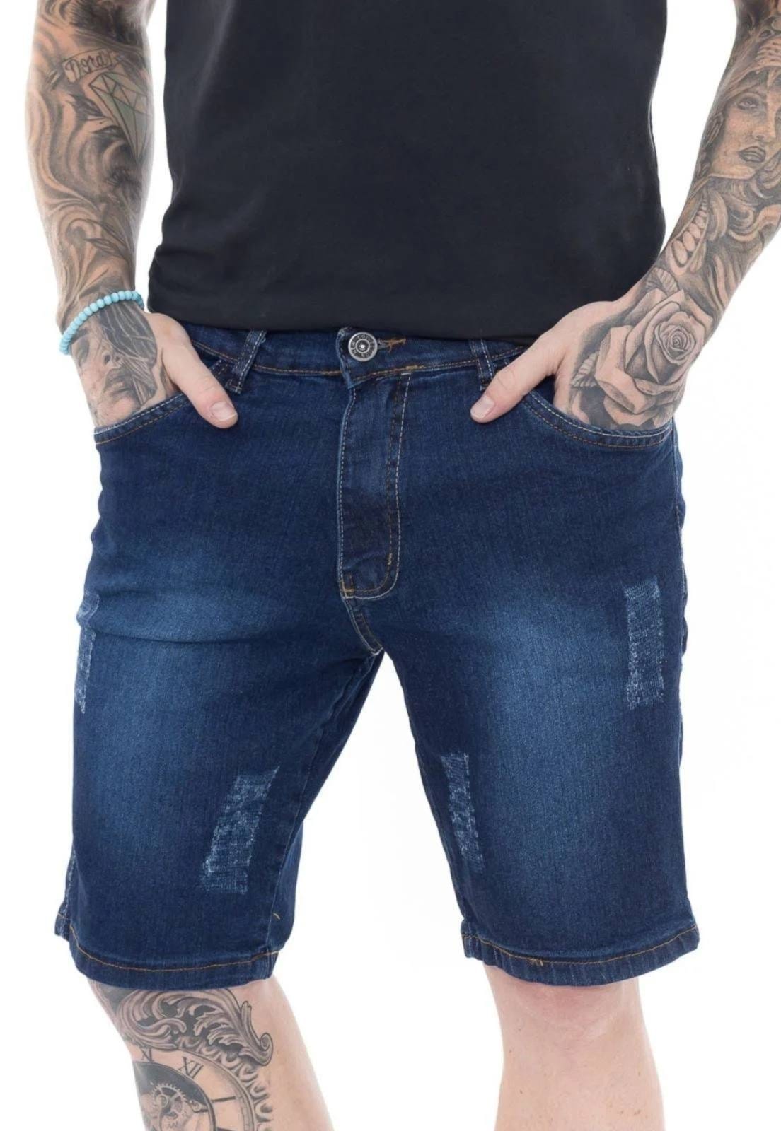 Bermuda Jeans Masculina Dark Blue Comfort Premium Casual Wear