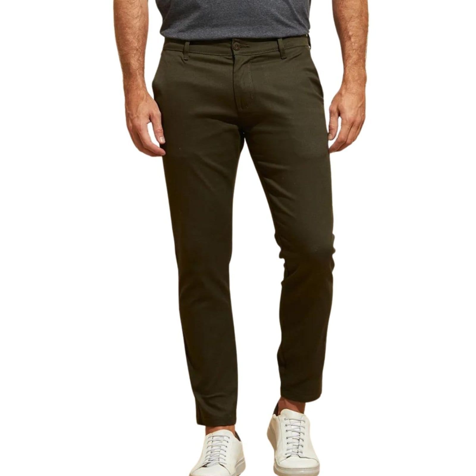 Vista 2 Calça de Sarja FMF Chino Com Bolso Traseiro Embutido Verde Militar FMF azul marinho verde