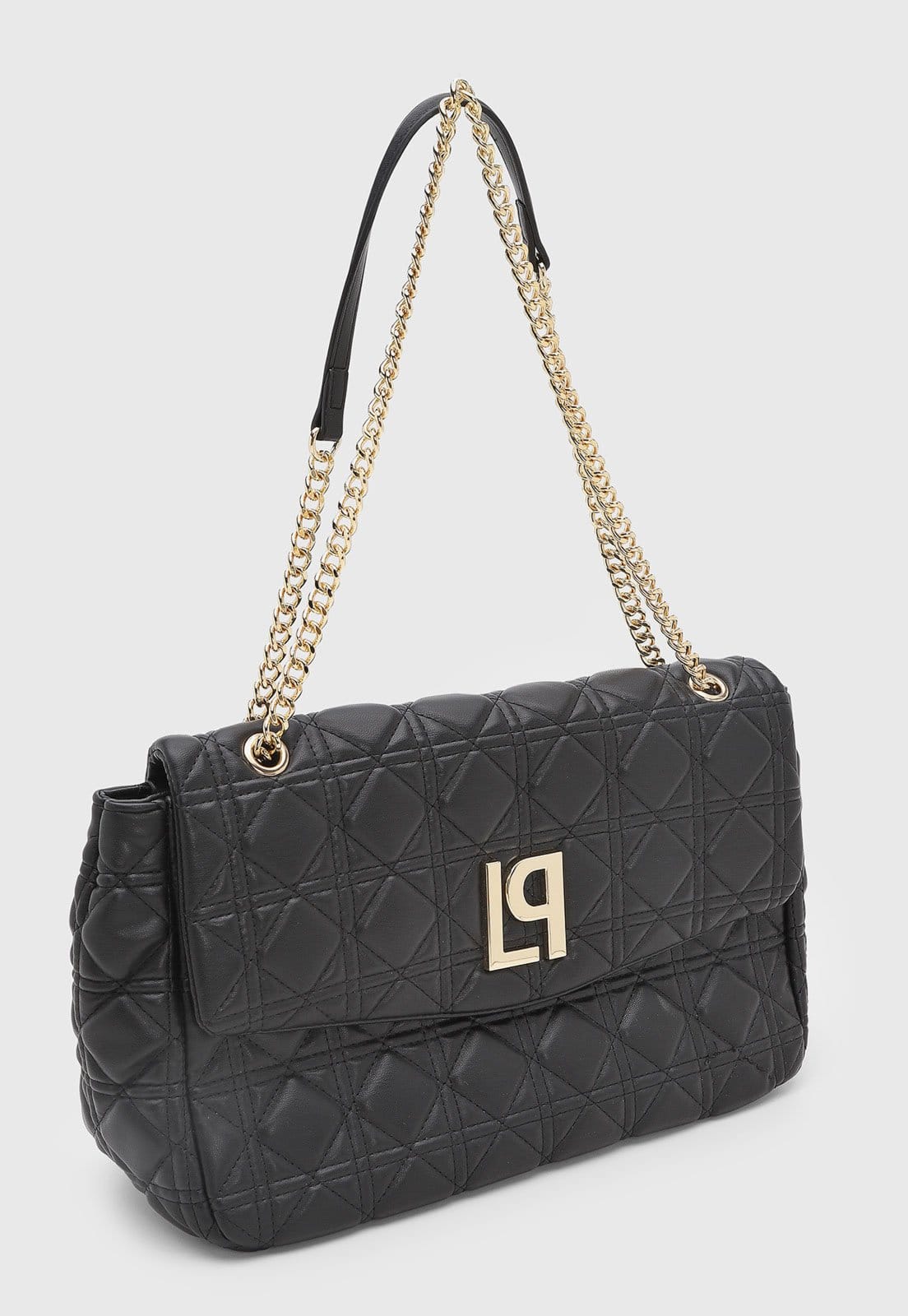 Vista 2 Bolsa Feminina Lança Perfume Matelassê Logo Dourado Preta Lança Perfume preto