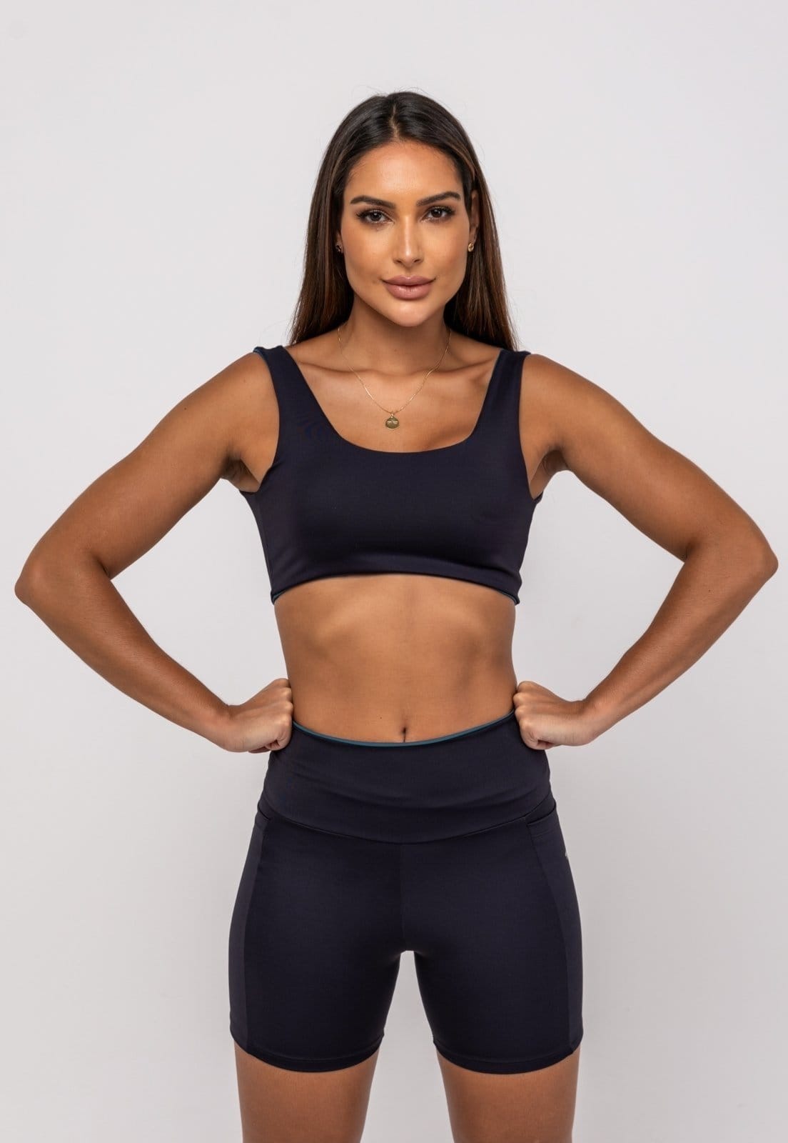 Vista principal Top Suplex Poliamida Bicolor Salvatore Salvatore Fashion preto