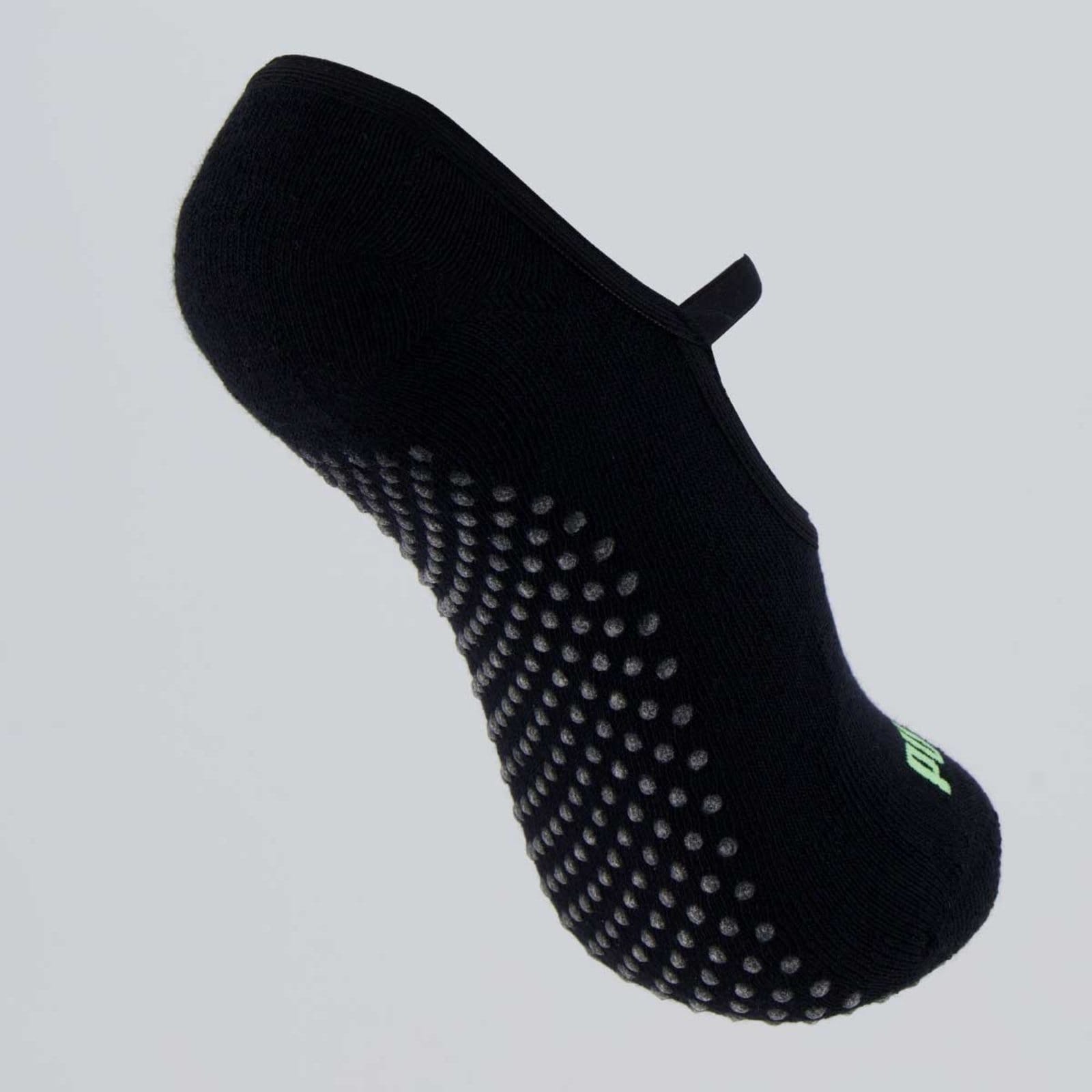 Vista 2 Meia Puma Pilates Feminina Preta e Verde Puma preto verde