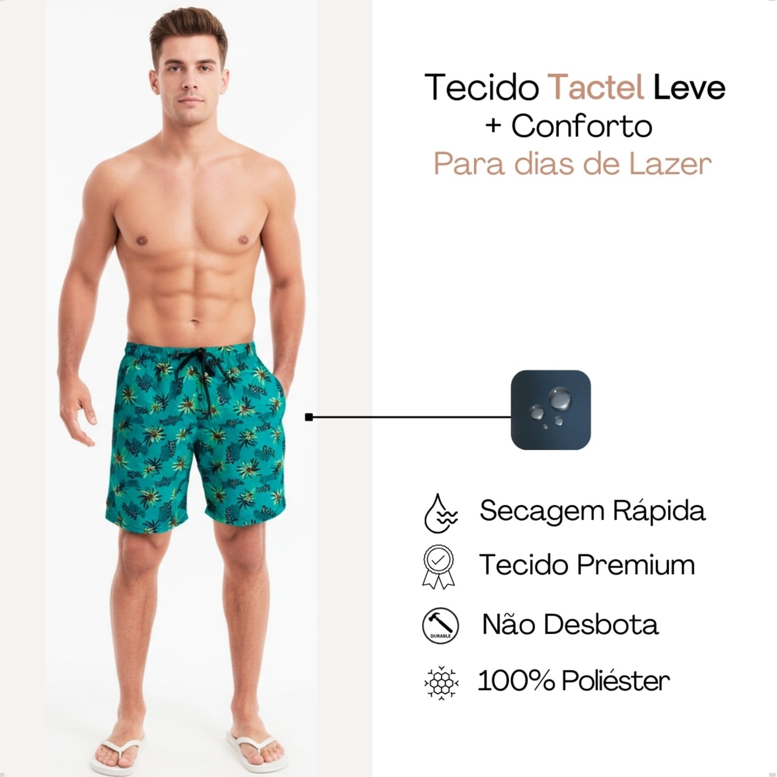 Bermuda KS Masculina Short Praia Tactel Premium