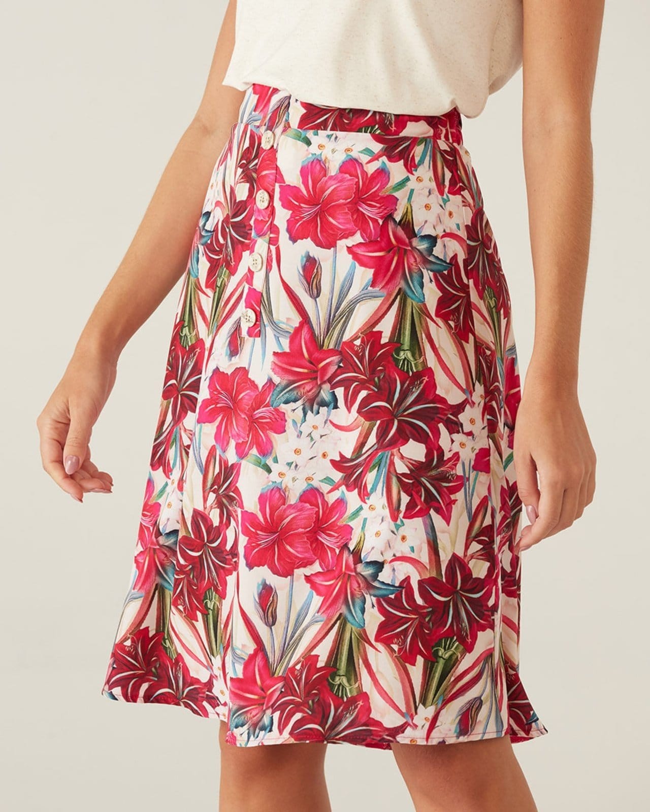 Saia Midi Floral Em Crepe - 2