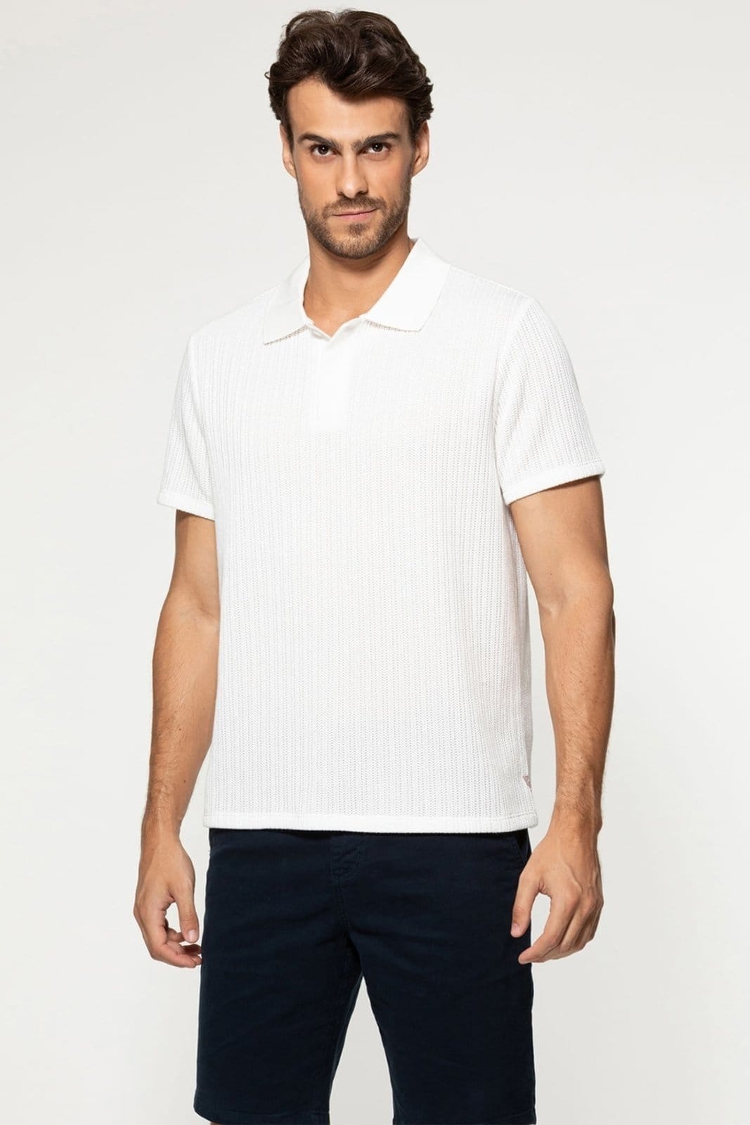 Vista principal Camisa Guess Polo Malha Texturizada Guess branco