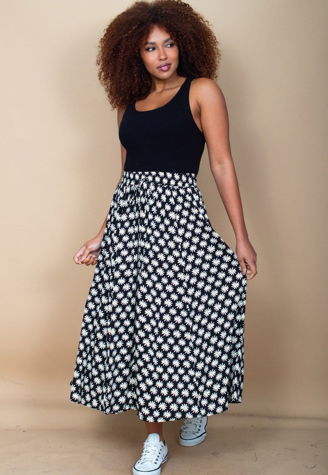 Saia Cabanafree Longa Viscose Estampa Encanto das Margaridas